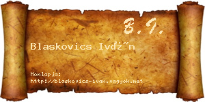 Blaskovics Iván névjegykártya